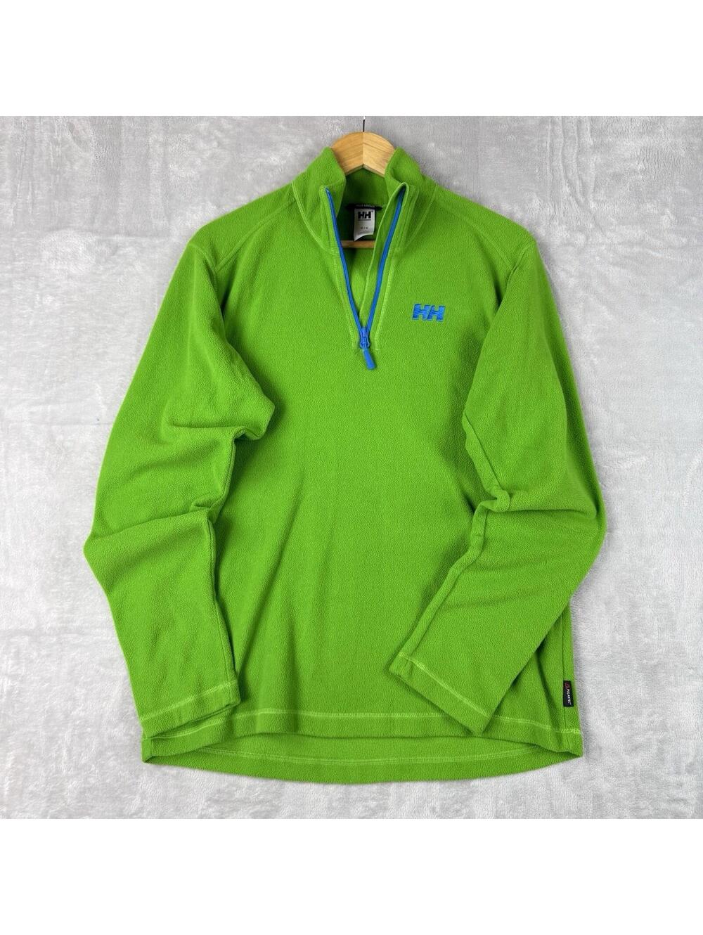 Helly Hansen Green Polartec Fleece Quarter Zip Gorpcore Spellout Logo Men Size M